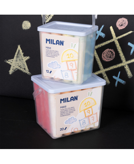 Kriit MILAN Maxi, ristkülikukujulises ämbrikeses, 7 värvi, 20 tk