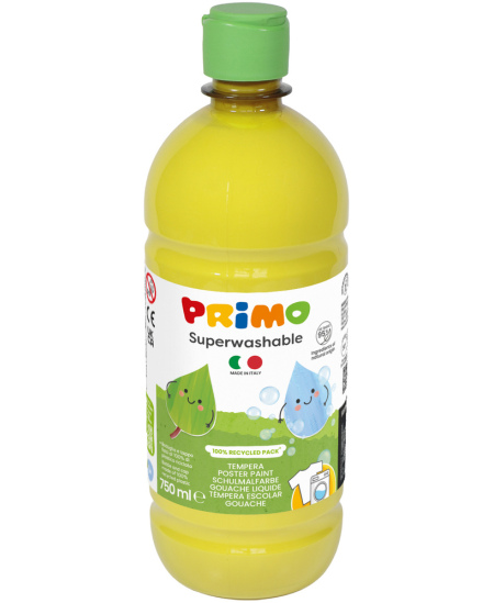 Väga hästi mahapestav guaššvärv PRIMO, kollane, 750 ml