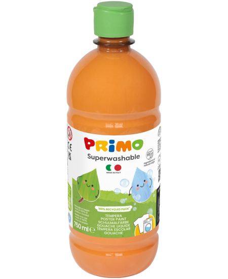 Väga hästi mahapestav guaššvärv PRIMO, oranž, 750 ml