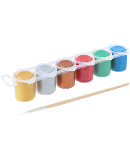 Guaššvärv PRIMO, 6 metalliktooni x 25 ml, koos pintsliga