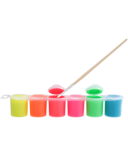Guaššvärv PRIMO, 6 fluorestseeruvat värvi x 25 ml, koos pintsliga