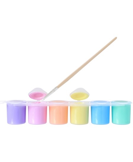 Guaššvärv PRIMO, 6 pastelset värvi x 25 ml, koos pintsliga