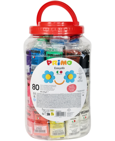 Modelleerimispasta lasterühmadele PRIMO Jumbo, 19 värvi, 80 tk à 60 g