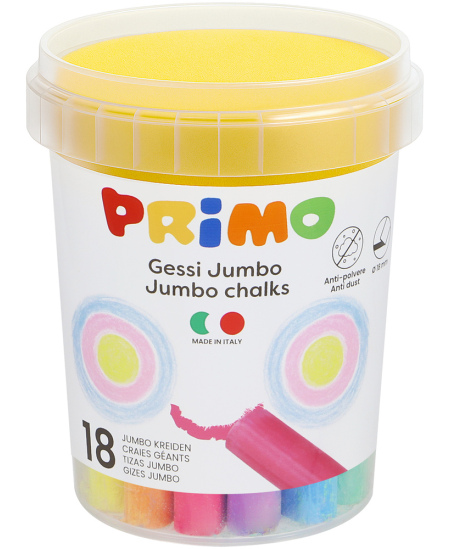 Asfaldikriit PRIMO Jumbo, 7 värvi, 18 tk, koos käsnaga