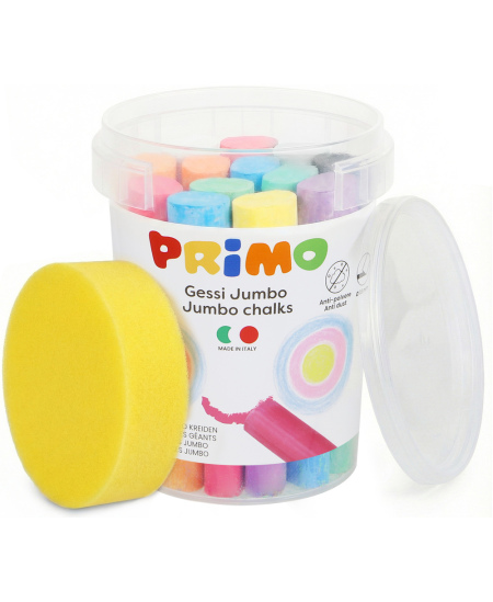 Asfaldikriit PRIMO Jumbo, 7 värvi, 18 tk, koos käsnaga