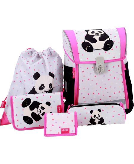 Seljakott lisatarvikutega ABC123 Ergo Flexi Panda, 4-osaline