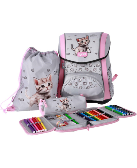 Seljakott lisatarvikutega ABC123 Ergo Premium Cat, 4-osaline