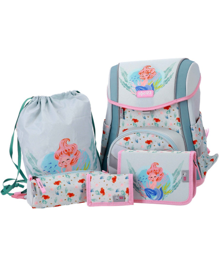 Seljakott lisatarvikutega ABC123 Ergo Premium Mermaid, 4-osaline
