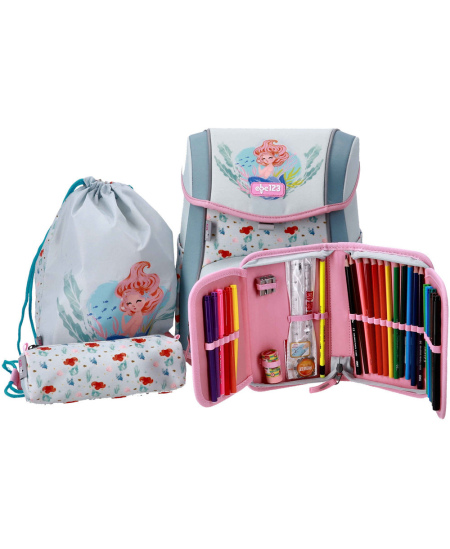 Seljakott lisatarvikutega ABC123 Ergo Premium Mermaid, 4-osaline