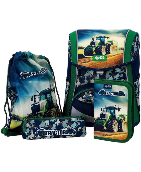 Seljakott lisatarvikutega ABC123 Ergo Premium Tractor, 4-osaline