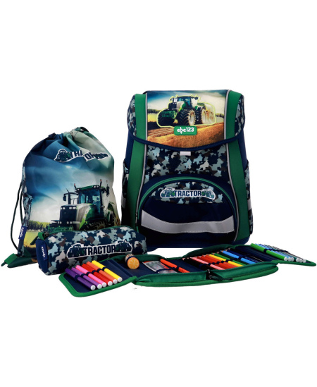 Seljakott lisatarvikutega ABC123 Ergo Premium Tractor, 4-osaline
