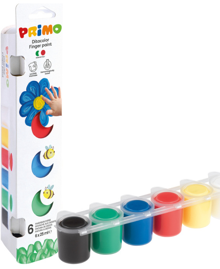 Sõrmevärvid PRIMO, 6 värvi x 25 ml