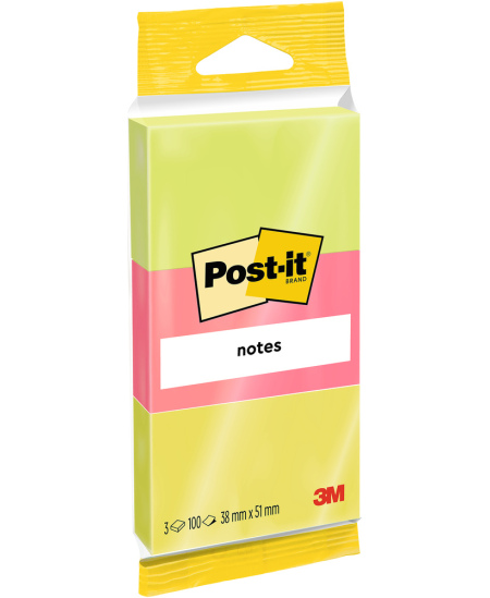 Märkmelehed POST-IT, 38x51 mm, 300 lehte, kollane