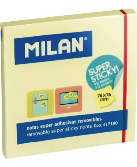 Märkmelehed MILAN, 76 x 76 mm, 90 lehte, kollane