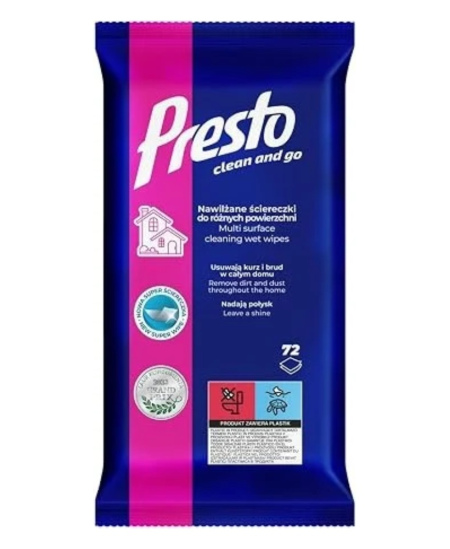 Niisked antistaatilised salvrätikud PRESTO mööblile, 72 tk