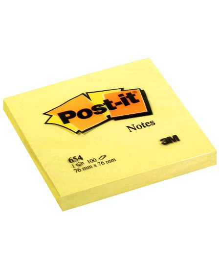 Märkmelehed POST-IT, 76x76 mm, 100 lehte, kollane