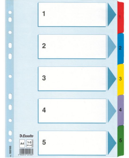 Eralduslehed ESSELTE, 1-5, värvilised, A4